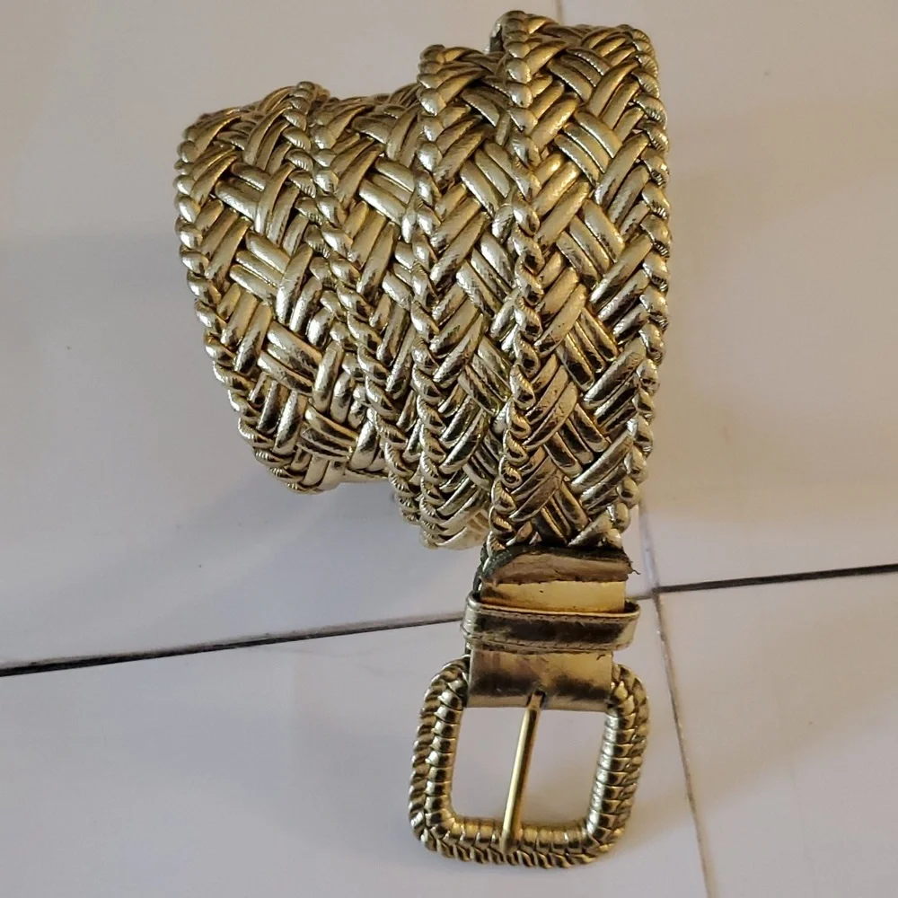 New without tags braided gold leather belt size M & XL